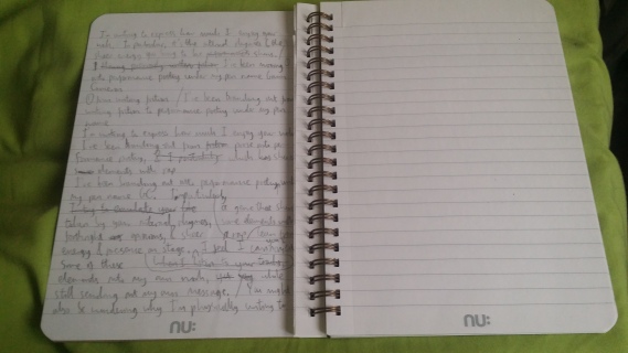 Notebook with tear-out pages for writing to celebrities