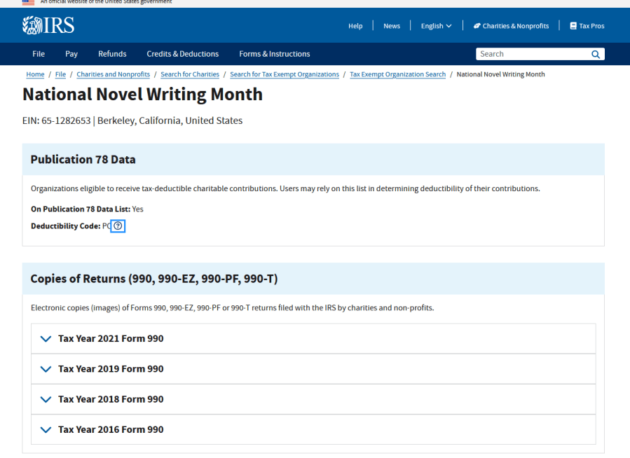 A screenshot from the US Internal Revenue website illustrating the points mentioned in the plain text.